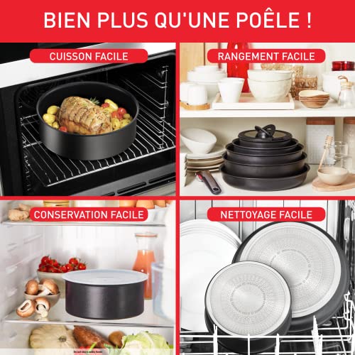 511cwqcq3el.jpg Tefal Ingenio Lot de 2 poêles Eco Resist Revêtement antiadhésif Induction Empilable Empilable Indicateur démarrage de cu