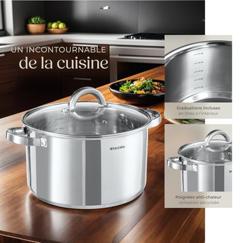512g fvg bl.jpg tectake® Set de casseroles et poêles inox anti-adhésif pour induction cuisinère gaz et vitrocéramique idéal pour cuisini