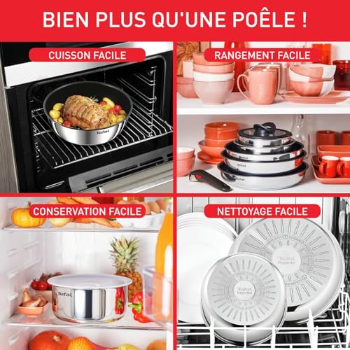 5145qpzsrtl.jpg Tefal Ingenio Emotion Lot de 10 Poêles Inoxydables Peu Encombrants Polyvalents Passent au_four Convient à l'Induction Éc