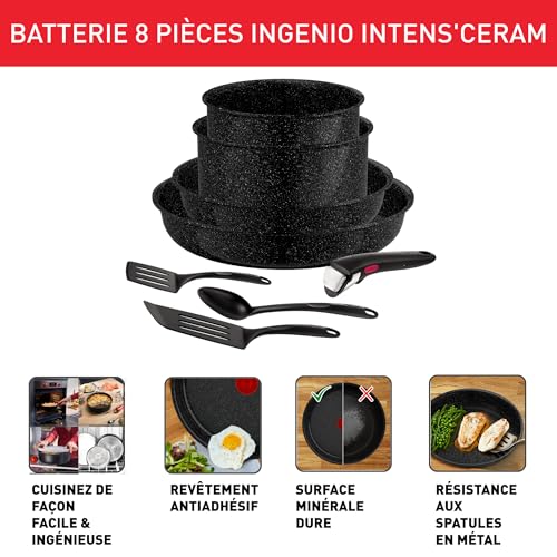 515cu9iyhfl.jpg Tefal Ingenio Lot 8pièces Revêtement céramique antiadhésif pour induction Casseroles et poêles Poignée amovible Fabriqué