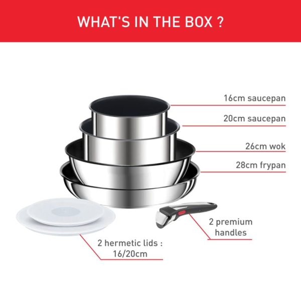 Tefal Ingenio Preference ON L9749432 - Poêles et casseroles antiadhésives 24 et 28 cm, wok 26 cm - Pour la cuisine - Ant