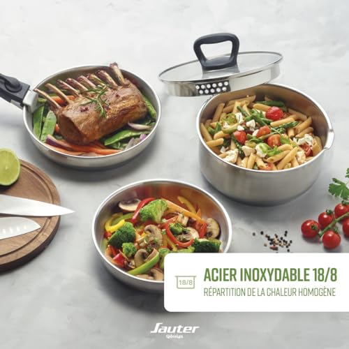 51748rvskrl.jpg Batterie de cuisine à induction Qdesign 4 pièces - Acier inoxydable - Lot pour tous types de feux - Sans PFOA - Argenté