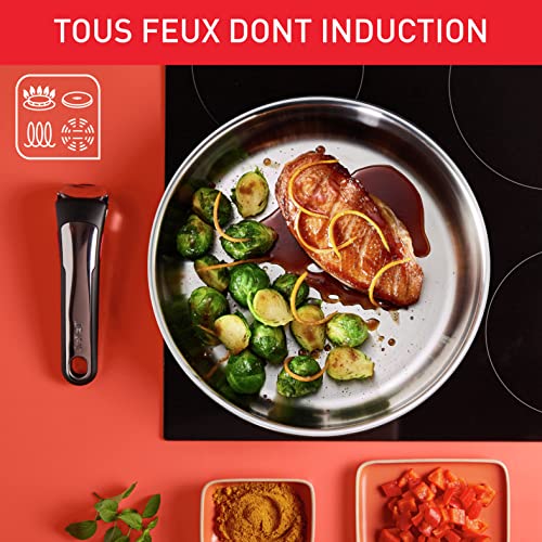 518krgvr0sl.jpg Tefal Ingenio Preference - Poêles induction 24/28 cm, acier inoxydable, empilables, compatible lave-vaisselle, fabriqué
