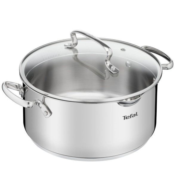 Tefal DUETTO+ G7194455 poêle Acier inox rond - Cuisine professionnelle - Grande résistance au rayonnement - 24 cm