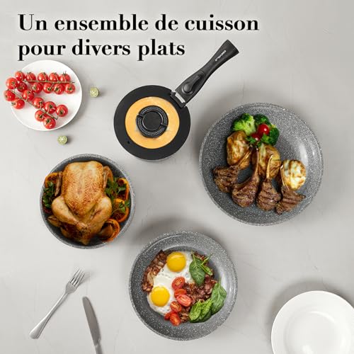 51afnekqyvl.jpg ESEVOLO Batterie de cuisine Gris induction Antiadhésif Ceramique PFAS Revêtement Empilable Poignées Amovibles Lot Casser