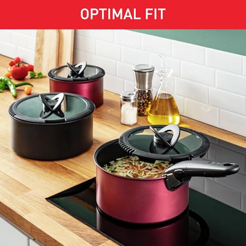 51antxz5ofl.jpg Tefal INGENIO - Couvercles en verre et silicone 16/18/20 cm Noir | Faciles À Nettoyer | Idéals Pour Une Utilisation Dail