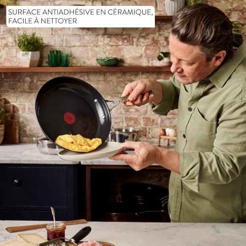 51cg4av7lml.jpg Jamie Oliver by Tefal Direct Cook Poêle 28cm Antiadhésif en Céramique pour Cuisine Professionnelle Facile à Nettoyer 880
