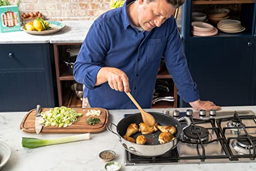 51hku4tabfl.jpg Poêle Tefal Cooks Jamie Oliver en acier inoxydable pour cuisiniers débutants 30 cm cuisson parfaites