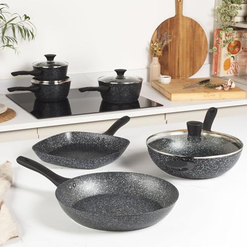 51kcwswxy6l.jpg Salter Poêle à Frire en Aluminium Forgé 20 cm, Revêtement Anti-adhésif Durable sans PFOA, Poignée Durable Rivetée