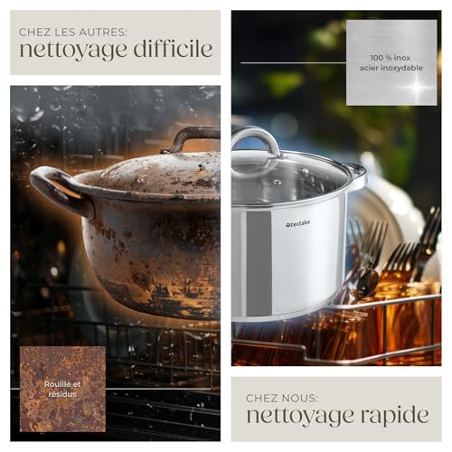 51kgfjhpwll.jpg tectake® Set de casseroles et poêles inox anti-adhésif pour induction cuisinère gaz et vitrocéramique idéal pour cuisini