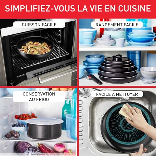 51kqzulqnml.jpg Cuisine Tefal Ingenio, Poêles et casseroles hermétiques, Lot de 7 ustensiles pour la cuisine, Design empilable et amovib
