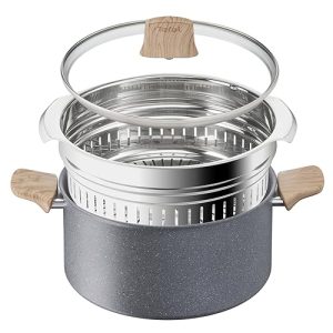 Tefal Faitout 24 cm Induction Revêtement antiadhésif Minéraux naturels Cuisson saine thermo-signal Fabriqué en France Na