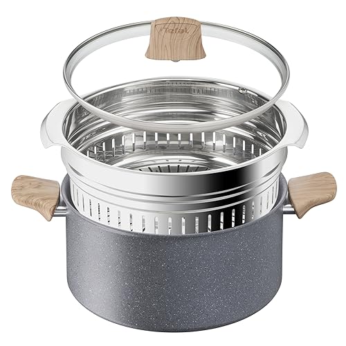 51mvjpr0izl.jpg Tefal Faitout 24 cm Induction Revêtement antiadhésif Minéraux naturels Cuisson saine thermo-signal Fabriqué en France Na