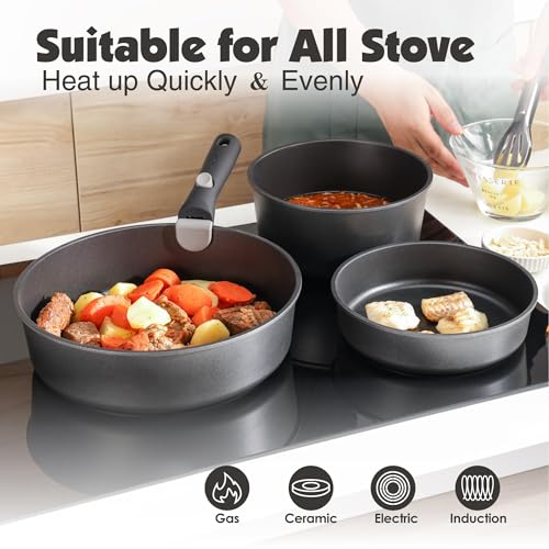 51n hozsfel.jpg Batterie de Cuisine SENSARTE Induction 17Pcs, Compatible Lave-vaisselle, Antiadhésif Recycled Claim Standard