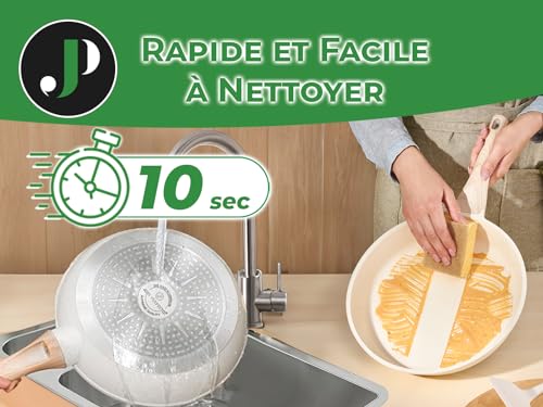 51otgiabxsl.jpg PERFECTO Batterie de cuisine induction - set de poêles tout feux anti-adhésives - lot 15 pièces couleur beige - couvercl