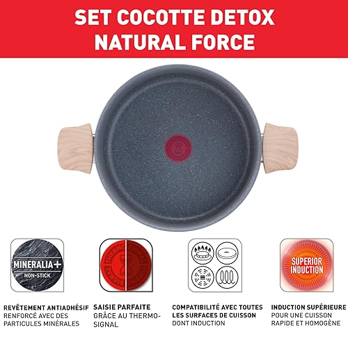 51rlgc5asl.jpg Tefal Faitout 24 cm Induction Revêtement antiadhésif Minéraux naturels Cuisson saine thermo-signal Fabriqué en France Na