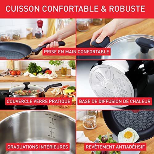 51s0zgzgwul.jpg Poêle Tefal Comfort Max 20 cm Induction Antiadhésif Haute Qualité Acier Inoxydable Indicateur Thermo-Spot Poignée Isolée