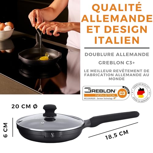 51wxf9v002l.jpg Poêle Antiadhésive 20 cm pour Cuisine Professionnelle Revêtement anti-rayures et anti-adhésif Greblon allemande sans PFO