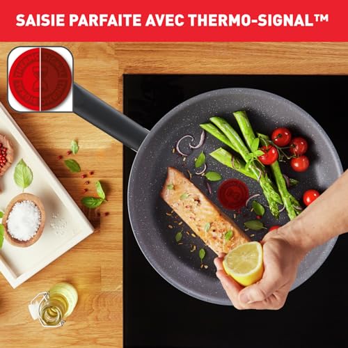 51xdle3nwxl.jpg Poêle Tefal 26 cm induction antiadhésif thermo-signal facile à nettoyer cuisson saine fabriqué en France Natural On G280