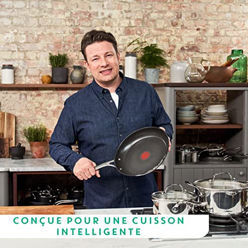 51ccfk0m3bl 1.jpg Tefal Jamie Olivers Cook's Direct Inox Poêles Induction Antiadhésif Indicateur de Cuisson Poignée Séure Rivetée 20/24/28