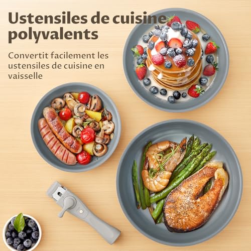51ckolt1czl.jpg Ensemble de poêles induction Poignée amovible 7 pièces 24 cm, Revêtement céramique antiadhésif, Pour tous types de plaqu