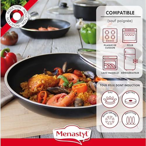 51d4gl9ux9l.jpg MENASTYL - Set de 8 Pièces Cuisine Professionnelle - 3 Poêles & 3 Casseroles Grandes Capacités + Poignées Sécurisées - H