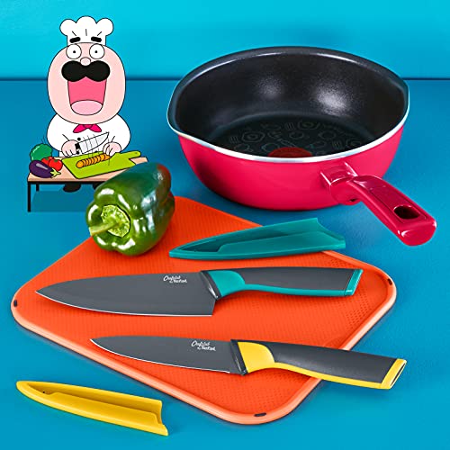 51isqzevpfs.jpg Tefal Chefclub Poêle profonde 22 cm Rouge framboise, Revêtement antiadhésif Titanium, Thermo-Signal Induction G8061704