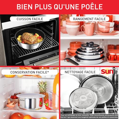 51iqybypr0l.jpg Tefal Ingenio Lot 2 Poêles + 2 Casseroles + Poignée Amovible Induction, Acier Inoxydable Emotion L897S504