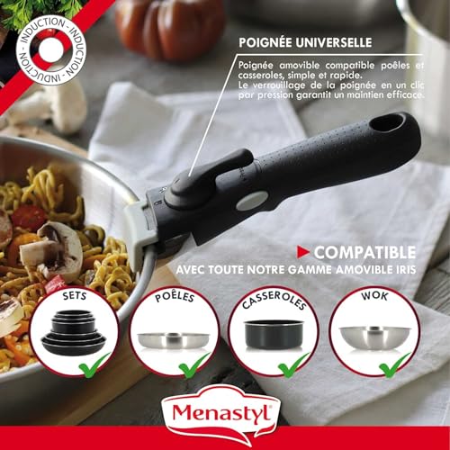 51jz0aulwl.jpg MENASTYL - Set de 8 Pièces Cuisine Professionnelle - 3 Poêles & 3 Casseroles Grandes Capacités + Poignées Sécurisées - H