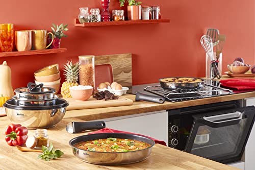 51l5guz56al.jpg Tefal Emotion Ingenio Lot de 3 poêles à induction en acier inoxydable 24/28 cm + poignée | Cuisine facile et rapide | Fa