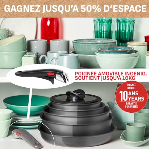 51o1986gxxl.jpg Tefal Ingenio Lot de 5 Pièces Poêles et Casseroles Amovibles pour Induction Ceramic Coating Éco-Conçu France