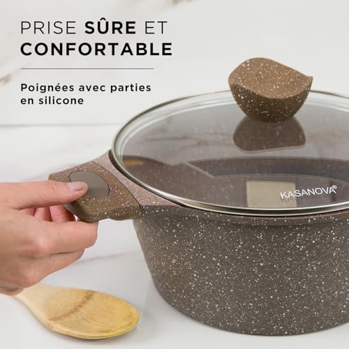 51oumxhov8l.jpg KASANOVA Set de casseroles antiadhésives 4 couches, batterie de cuisine pour induction, design moderne et sécurité sans