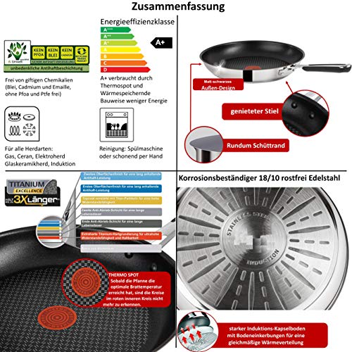 51rfs0cmrml.jpg Tefal C55654 Prograde Batterie de Poêles et Casseroles à Induction 8 Pièces UVP 299 € | Poêle 26 cm + 30 cm | Casserole