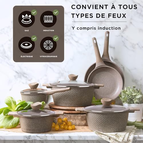 51t sejirrl.jpg KASANOVA Set de casseroles antiadhésives 4 couches, batterie de cuisine pour induction, design moderne et sécurité sans