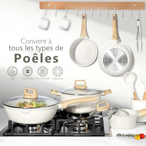 51usifvyvl.jpg GiPP Lot de 14 casseroles et poêles en granit anti-adhésif pour cuisinières électriques et induction, parfait pour chefs