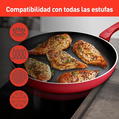 51xactouepl.jpg Poêle antiadhésive 32cm rouge pour la maison - faciles à nettoyer - revêtement durable -Idéal pour la famille - cuisine