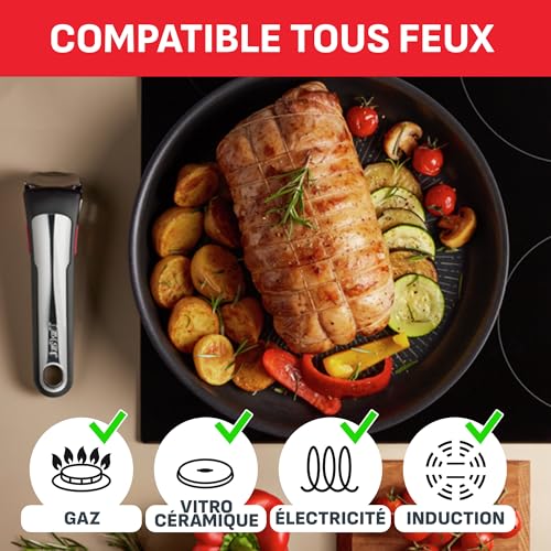 51zyu0ibul.jpg Tefal Ingenio Batterie de cuisine 8 pièces pour induction, Revêtement antiadhésif résistant, Empilable Daily Chef