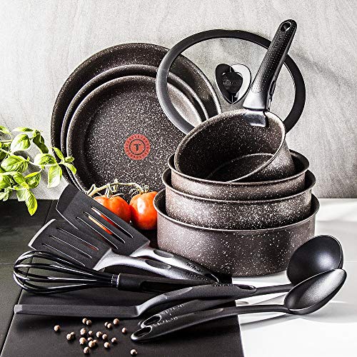 61rtrxnaoyl.jpg Tefal Ingenio Batterie de cuisine 15 pièces induction antiadhésif fabriqué en France Extrême effet pierre L6789102 marro