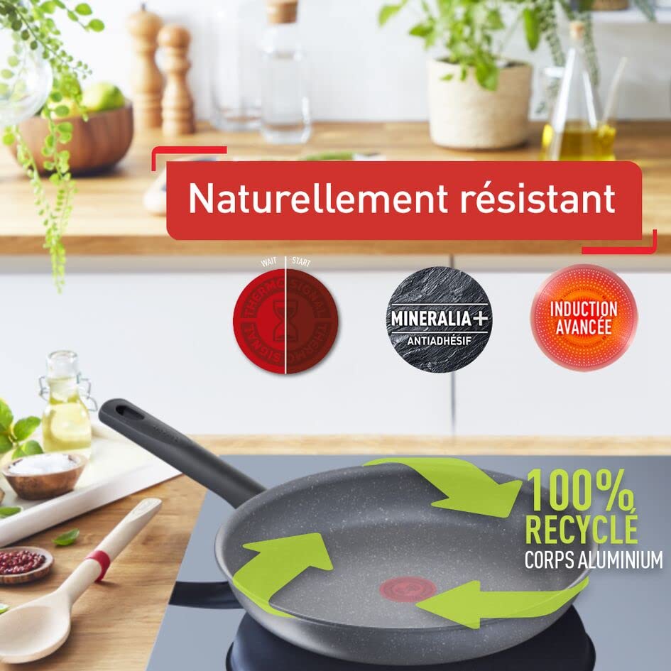 61ewx8hdjhl.jpg Poêles Tefal Natural On Lot 3, Induction, Antiadhésif, Cuisine Professionnelle, Fabriquées en France, 20/24/26 cm, Eco-R