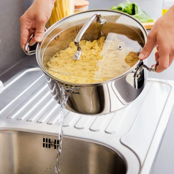 Tefal DUETTO+ G7194455 poêle Acier inox rond - Cuisine professionnelle - Grande résistance au rayonnement - 24 cm