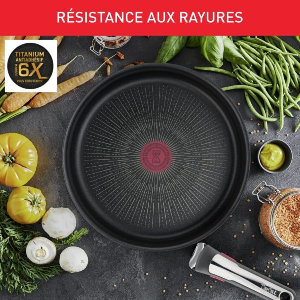 Poêles Tefal Ingenio Lot de 2, Induction, Acier inoxydable, Revêtement antiadhésif, Fabriqué en France, Empilable On L97
