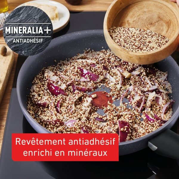 Poêles Tefal Natural On Lot 3, Induction, Antiadhésif, Cuisine Professionnelle, Fabriquées en France, 20/24/26 cm, Eco-R