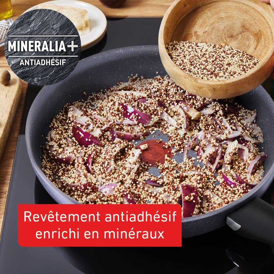 71vd9pdbpkl.jpg Poêles Tefal Natural On Lot 3, Induction, Antiadhésif, Cuisine Professionnelle, Fabriquées en France, 20/24/26 cm, Eco-R