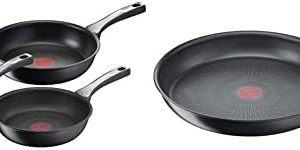 Tefal Unlimited On Set de 3 poêles résistantes aux rayures et induction, pour cuisine familiale, usage quotidien - 20/24