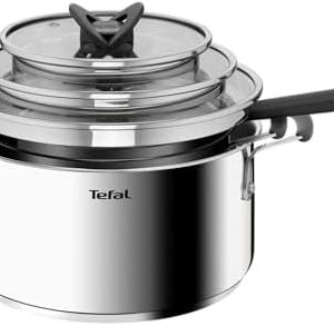 Tefal G7376S Opti'Space Set de Casseroles 16/20/24 cm - Acier Inoxydable - Fond Thermofusion - Pour Tous Feux - Inductio