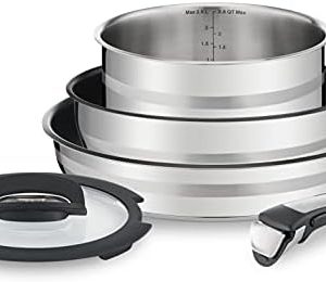 Tefal Ingenio Jamie Oliver Batterie de cuisine en acier inoxydable pour professionnels cuisinant en famille