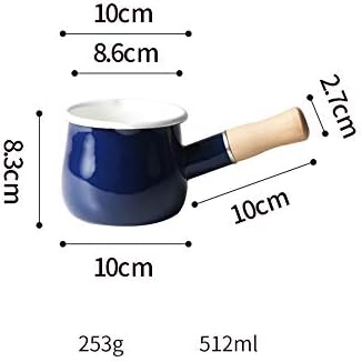 31qpx1h4q3l. ac .jpg Casserole à lait anti-adhésive en émail Blanc facile à nettoyer avec poignée en bois pour thé et café