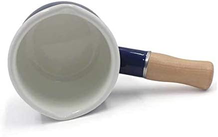 31vjpdjhppl. ac .jpg Casserole à lait anti-adhésive en émail Blanc facile à nettoyer avec poignée en bois pour thé et café