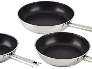 RÖSLE ELEGANCE Set de 3 Poêles à Frire Inox Anti-Adhésif - Convient pour Induction et Lave-Vaisselle - Cuisine Professio