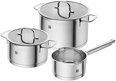 31t1miokcbl. ac .jpg ZWILLING Batterie de Cuisine TrueFlow, Acier Inoxydable, Fonction Verseuse, Cuisine Professionnelle, 5 Pièces, Argent In